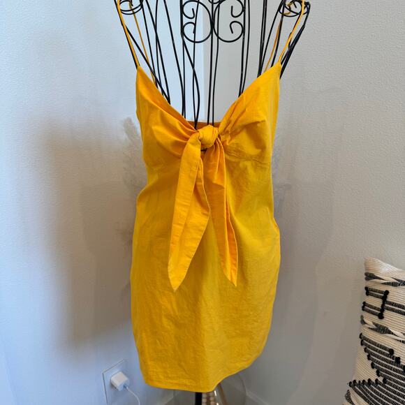 SIMONMILLER x Mango Sol Spaghetti Strap Mini Dress Sponge Yellow Size 4 - Picture 3 of 11